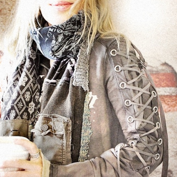 Salvage Gray Lace-Up Sweatshirt - Picture 1 of 10